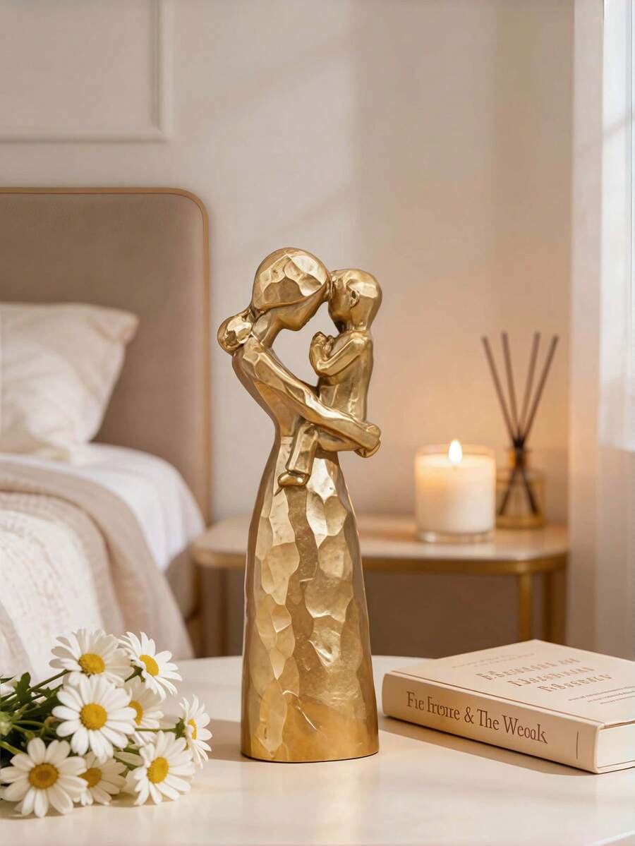 Escultura de mãe e filha (1 peça), item colecionável significativo para a família, presente perfeito para o Dia das Mães, ideal para quarto, sala de estar ou decoração de mesa. - multicolorido - Ver 1