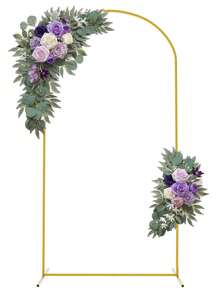 3pcs Metal Wedding Arch Backdrop Stand And Floral Set, Suitable For Wedding Ceremony, Birthday Party, Bridal Shower, Photo Booth, Garden And Floral & Balloon Arch Decor, Baby Shower Decoration - Purple and Gold Arches - View 1