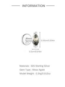 1Pc Colored Gemstones Horse Eye 925 Sterling Silver Earrings For Women Classic Hypoallergenic Stud Earring Flat Back Helix Cartilage For Daily Wear Wedding Engagement Fine Jewelry - Multicolor - View 12