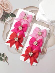 6pcs/Set Cute Bow Hair Clips Set, Plaid Hair Clips, Girly Holiday Hair Accessories - Multicolor - View 5