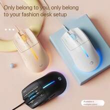 HP Souris filaire silencieuse, convenant pour ordinateur portable et de bureau, interface USB, bureau, maison, jeux, éclairage coloré, élégante, prise en main confortable, conception ergonomique, plug and play, positionnement précis, unisexe - Voir 5
