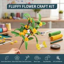毛绒金绿色毛绒管道清洁器花制作套装，含雪尼尔绒条，DIY手工仿真桂花制作套装 - 彩色 - 查看 7