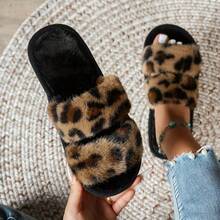 新款时尚双条纹豹纹情侣拖鞋，舒适静音，一脚蹬设计 - 女款拖鞋 - 查看 3