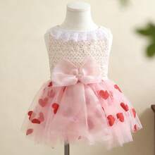 1pc Dog Dress, Lightweight Spring/Summer Cake Skirt For Small Dogs Like Teddy/Poodle, 1pc Striped Dog Vest, Small Dog Clothes, Spring/Summer Puppy Dress - Pink - View 3