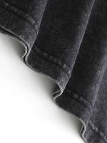 1PC Y2K Vintage Washed T-Shirt | Men's Graphic Tee | YLA Dripping Skull Design Pattern | Gifts For Men Or Boyfriend | 100% Cotton | 230Gsm Thickened Fabric | Unisex - 黑色 - 查看 5