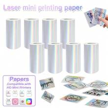 3-6 Roll Holographic Silvery Thermal Label Paper, Self-Adhesive Mini Laser Stickers For Glitter Labels/Thank You Cards, Compatible With Mini Pocket Printers - View 2