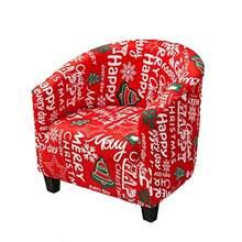 NILUOH Christmas Club Chair Slipcover Tub Chair Cover Stretch Spandex Printed Armchair Covers Xmas Sofa Cover Furniture Protector for Living Room Geometric Couch Covers Christmas33 - 33 - Ver 7
