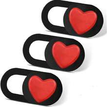 3 Packs Red Heart Webcam Cover For Phone And Computer Lenses Waterproof, Shockproof, Drop-Proof, Scratch-Proof, Fingerprint-Proof, Full Coverage - Multicolor - View 6