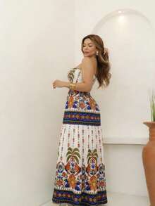 RAINBOW Strapless Long Dress Plain Printed Viscose Cheap Size 36-42 With Elastic Casual Elegant Women's For Versatile And Comfortable Looks - 65-B/海軍藍 - 查看 2