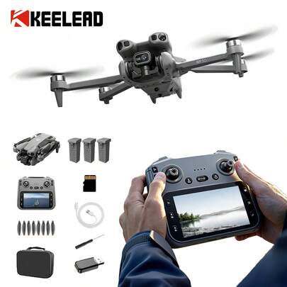 KEELEAD 2026年畅销产品！GT50双镜头WiFi专业无人机，无刷电机，4.3英寸FPV发射器，电子图像稳定，手势拍照，超长续航，定高飞行，完美礼物