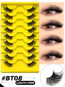 GROINNEYA 9 Pairs Half Lashes Create Eye Elongated False Eyelashes Wispy Fluffy Half-Strip Eyelashes Criss-Cross Mange Lashes Natural Look Fake Lashes Soft Volume 3d Mink Lashes,Eyelash Extension Suitable For Cosplay,Daily Use And Date-Makeup. - View 15