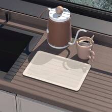 Coffee Machine Mat, Kitchen Dining Table Heat Insulation Pad, Waterproof Drip-Dry Mat With Non-Slip Rubber Bottom, Easy To Clean - Champagne - View 5