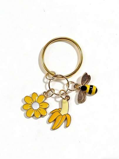 1pc Colorful Flower, Butterfly & Fruit Keychain, Beach Vacation Themed Accessory, Women Bag Charm