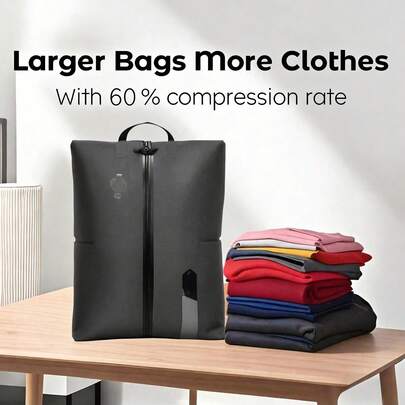 1个16升可重复使用真空收纳袋，单向阀设计，无需真空泵，适用于衣物、行李箱、背包和随身行李，旅行真空密封袋，适合旅行和商务出行，旅行箱包，旅行配件，行李整理袋，行李打包，行李收纳袋，旅行箱包，收纳袋