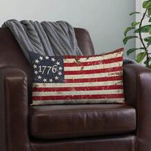 Vintage 1776 American Flag Throw Pillow Cover - Rustic Distressed Design With Stars And Stripes, Soft Polyester, Double-Sided Printed, Envelope Closure, 30x20 Inch For Porch, Patio, Farmhouse, Living Room, Sofa, Bed, Car, Bedroom Decor & Daily, Festivals, Parties Decor, Room Decor, Independence Day Decor, Memorial Day Decor, July 4th Decor, Patriotic Decor - 樣式 1 - 查看 3