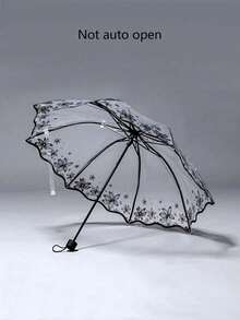 Seka Paul 花卉图案透明雨伞，适用于学校、办公室、家庭、旅行、返校用品，男女通用，结构坚固耐用 - 彩色 - 查看 2