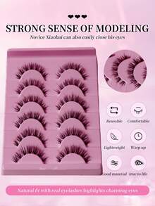 NEW 6 Pairs Manga Lashes Eyes Lashes Soft Natural Long Eyelashes Fake Lashes, Anime Wispy Strip False Eyelashes, For Used Daily Makeup Extension Cosplay, Party Reusable Strip Lashes, Lashes, Eyelashes, Fake Lashes - View 2