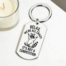 Stainless Steel Animal Keychains, Cute Cartoon Raccoon Bag/Wallet/Car Key Accessories, Creative Birthday/Christmas Gifts - Old Gold - View 5