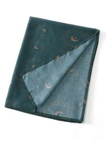 1pc Women's Vintage Star & Moon Print Headscarf, Viscose, Comfortable Lightweight Breathable Soft Scarf/Shawl, Summer Sun Protection, Versatile For Daily Wear, Suitable For All Seasons, Beach, Holiday - Multicolor - View 5