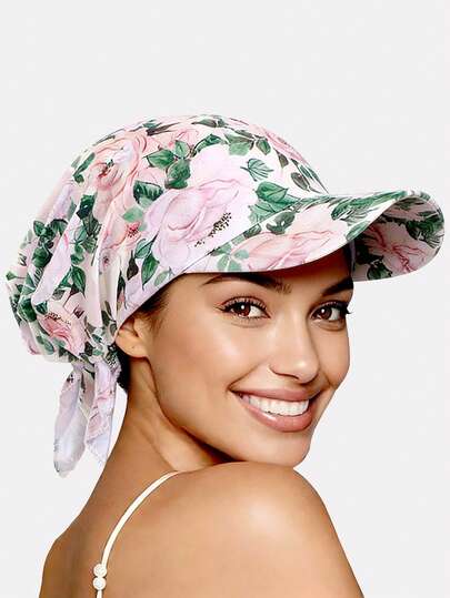 1顶女士遮阳帽，户外防晒头巾，沙滩帽，适合日常使用