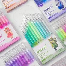 100色细头丙烯颜料笔，1.0毫米，色彩鲜艳，适合学生绘画、DIY涂鸦、在玻璃、陶瓷、塑料、木材、石头、织物、纸张上着色，返校礼物 - 中性筆套裝 - 查看 2