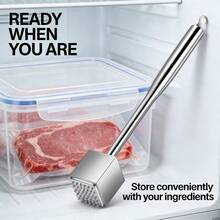 Dụng cụ làm mềm thịt bằng thép không gỉ 316, búa làm mềm gia cầm, búa chịu lực cao, thích hợp để làm mềm thịt bò, gà tây, gà, bít tết, có thể rửa bằng máy rửa chén. - Bạc - Xem 9