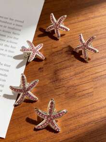 5 piezas Pasadores de pelo con strass en forma de estrella de mar para mujeres, accesorios para el cabello con flequillo lateral, delicados pasadores de pelo trenzados - Multicolor - Ver 7