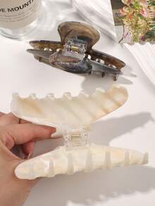 2个/套 大理石纹扎染纯色半圆形发爪夹，亮面，大号发爪设计，优雅复古法式风格，适合休闲、办公、下午茶、旅行、夏季海滩度假等场合，是理想的夏季发饰和节日发夹。 - 彩色 - 查看 5