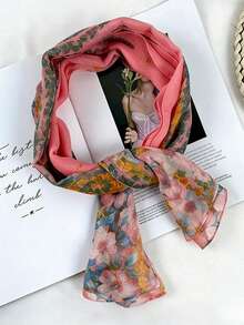 Khăn voan chiffon mới, khăn choàng hoa nhí màu đỏ thời trang, khăn nhẹ. - Nhiều màu - Xem 8