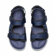 Skechers 新款男士沙滩凉鞋，轻便休闲鞋，百搭露趾拖鞋 - 寶藍色/黑色 - 查看 6