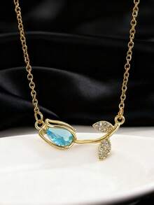 1件时尚百搭新款郁金香花项链，独特设计，女士珠宝 - A - 查看 4