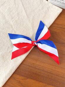 1个美国国旗红白蓝条纹蝴蝶结发夹，爱国发夹，适合7月4日美国独立日及日常佩戴 - 彩色 - 查看 6