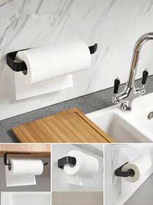 Self-Adhesive Paper Towel Holder No Drilling Wall-Mounted Bathroom Towel Bar Ring Stick-On Adhesive Kitchen Towel Storage Organizer Stainless Steel Waterproof Bath Towel Hanger Rack Easy Installation Home Storage Solution - Multicolor - View 6