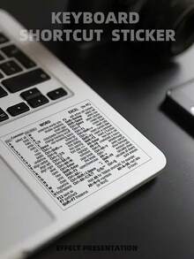 1pc Keyboard Shortcut Sticker For Apple/Windows Laptop, Compatible With Word And Excel Software - Black - View 3
