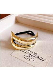 1Pc Minimalist Elegant Hollow Double Layer Metal Hair Scrunchie Women High Elastic Hair Tie Fashion Durable Daily Outing Office Commute Home Care Versatile Hair Beauty Accessory National Celebration Ceremony,Hair Accessories,Hair Ties,Hair Accessories For Women,Hair Stuff,Scrunchies For Hair - Elastic Hair Tie - View 9