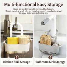 Hands-Free Draining Basket | Plastic Hanging Sink Drainer, One-Button Press, Detachable, Suitable For Kitchen And Bathroom Use - 1pc - View 5