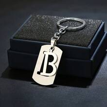 DIY Stainless Steel A-Z Letter Keychain, 26 Alphabet Double-Layer Letter Iron Keyring, Couples Gift, Car Key Chain, Bag Accessory - Multicolor - View 8