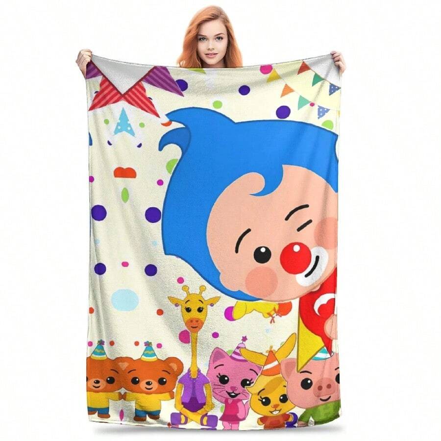 Manta suave de felpa con diseño de personaje de dibujos animados P-Plim, manta de tiro para sofá y cama, regalo de cumpleaños de calidad personalizada - Blanco - Ver 1