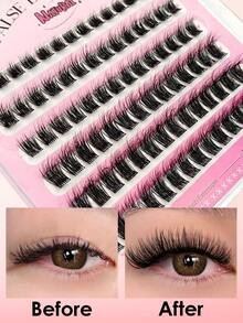 Rikuaild 84pcs Self-Adhesive Fluffy False Eyelash Clusters, 10-16mm Mixed Length Set, No Glue Needed, Fluffy Individual Lashes, Self-Adhesive DIY Eyelash Extension, Pre-Glued Lash Clusters, Natural D Curl Lash Clusters, No Glue Or Makeup Remover Required, False Eyelashes, Lash Clusters , Individual Lashes, Eyelashes, False Lashes - D - View 5