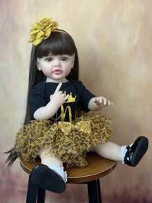 Lifelike 55cm Soft Vinyl Full Body Reborn Girl Baby Can Stand Doll, 22inch Princess Toddler Newborn Art Birthday Christmas Gifts For Child - Black - View 10
