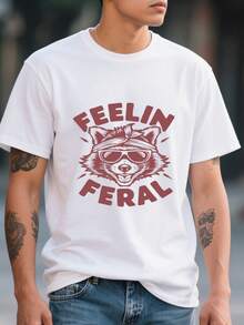 Men's 100% Cotton Crew Neck Printed Pattern High Street T-Shirt. - Blanco - Ver 3