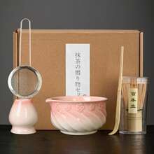Bộ ấm trà Matcha Sakura Ombre 5 món, gồm: tô trà Matcha, dụng cụ đánh Matcha, tách trà Matcha, que khuấy, thìa trà, bộ tô trà, dụng cụ pha chế Matcha, dụng cụ làm đồ uống và tráng miệng, hộp quà tặng Nhật Bản, bộ khuấy Matcha Matsukane, quà tặng cho người yêu thích Matcha. - Nhiều màu - Xem 1