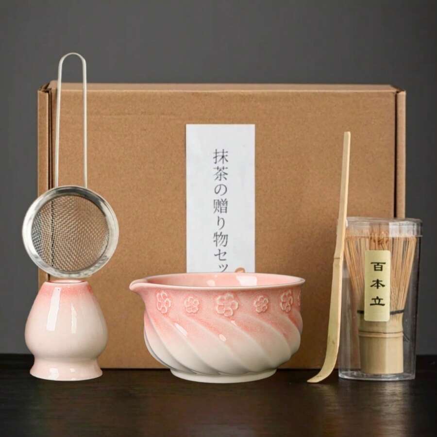 Bộ ấm trà Matcha Sakura Ombre 5 món, gồm: tô trà Matcha, dụng cụ đánh Matcha, tách trà Matcha, que khuấy, thìa trà, bộ tô trà, dụng cụ pha chế Matcha, dụng cụ làm đồ uống và tráng miệng, hộp quà tặng Nhật Bản, bộ khuấy Matcha Matsukane, quà tặng cho người yêu thích Matcha. - Nhiều màu - Xem 1