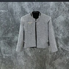 Handsome Guys Must Buy! French-Style Small Fragrance Windbreaker Men's High-End Heavy-Duty Heat-Pressed Rhinestone Wrinkle-Free Relaxed Design Short Jacket - Grey - View 2