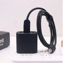 5PCS Black TPU Anti-Fall Charger Protective Case Data Cable Winding Rope Compatible With Apple 18W/20W Charger - Black - View 10