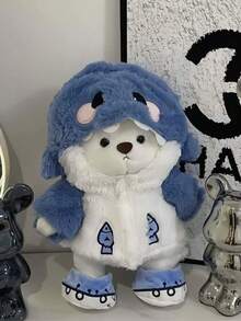 Muñeco de peluche de oso de peluche con disfraz de tiburón lindo de 11.02 pulgadas, un muñeco de peluche de oso de peluche con disfraz de tiburón azul suave y esponjoso, es un lindo regalo de cumpleaños y decoración de habitación, este es un regalo de cumpleaños muy adecuado para adolescentes, mujeres y entusiastas de los muñecos. - Multicolor - Ver 3