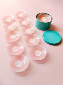 2/8/16pcs Reusable Women Nipple Covers Invisible Breast Petals With Travel Storage Box - Pink - View 7