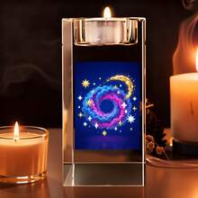 1个卡通星空月亮水晶烛台，适合节日派对、生日礼物、营造晚餐氛围 - 5cm*5cm*10cm - 查看 10