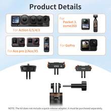 VRIG TP35 Portable Extendable Tripod 5.3'' To 12'' One-Button Open Camera Mount Compatible With Ace Pro And All Action Cameras - View 6