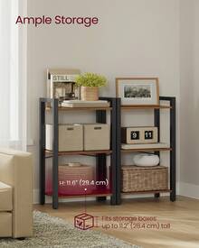 VASAGLE 3-Tier Bookshelf, Bookcase With Steel Frame, Book Shelf For Living Room, Home Office, Study, 9.4 X 15.7 X 30.1 Inches, Industrial Style - 棕色與黑色 - 查看 3